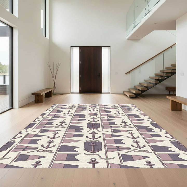 Nautical Anchor Flag Repeating Pattern Rug