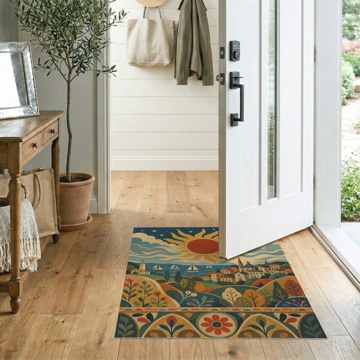 Coastal Sun and Sailboat Area Rug
