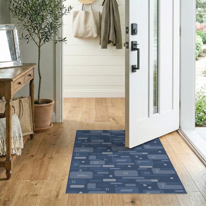Blue Geometric Modern Area Rug