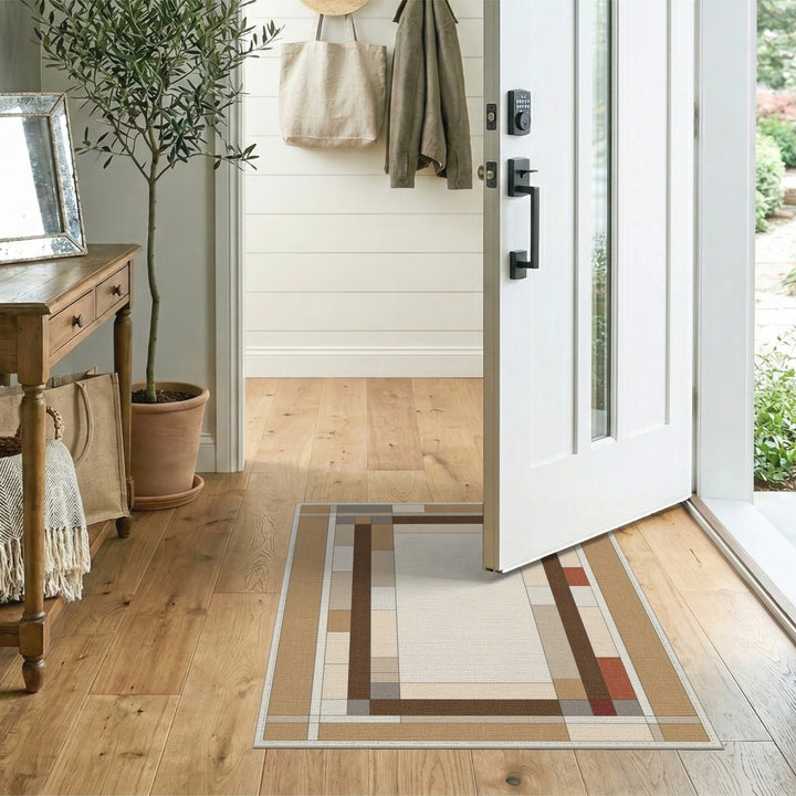 ODIKA Geometric Brown Tan Area Rug