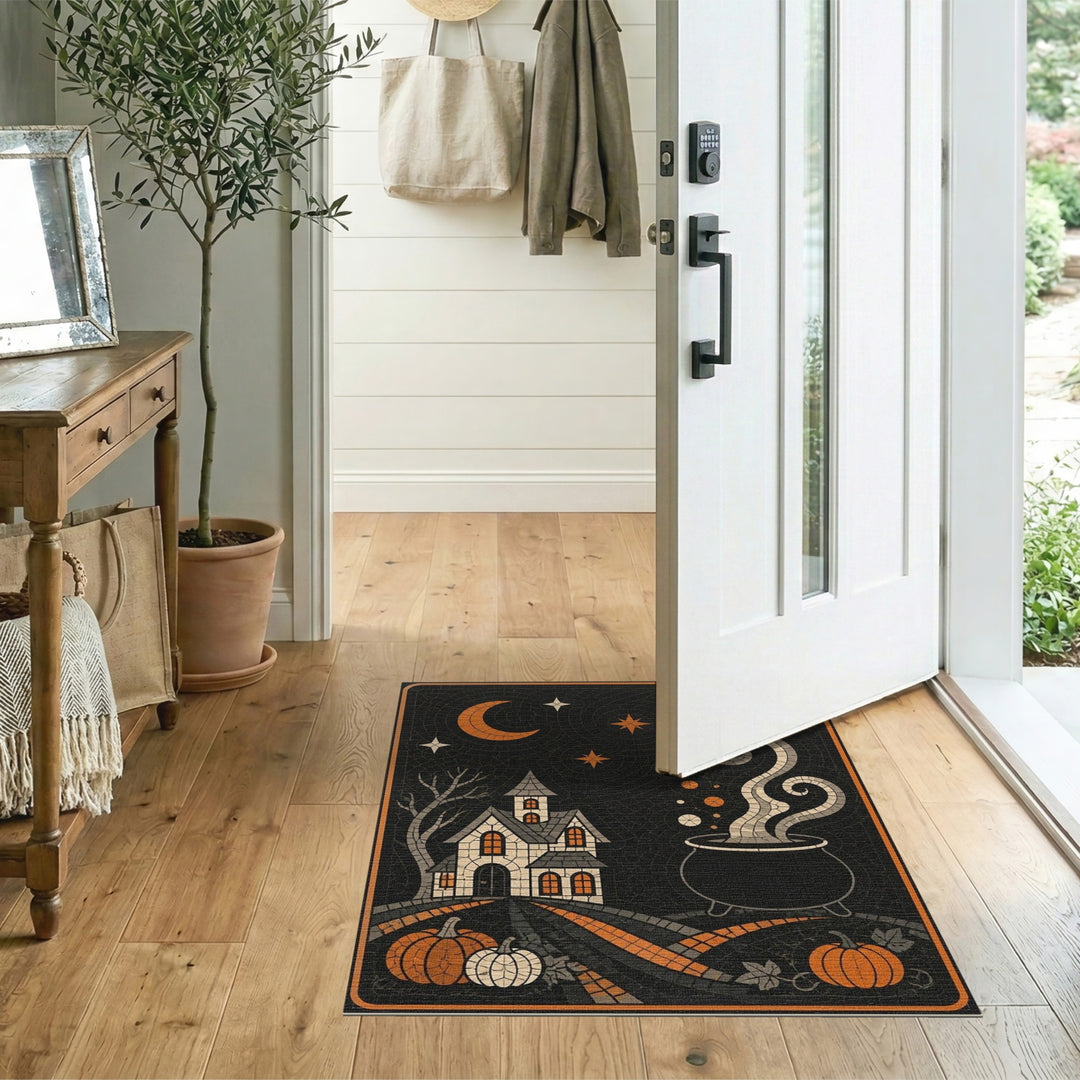 Mosaic Halloween Cauldron Area Rug