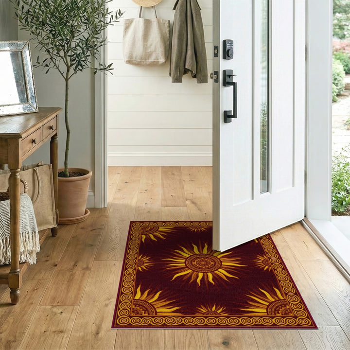 Red Southwestern Sunburst Area Rug