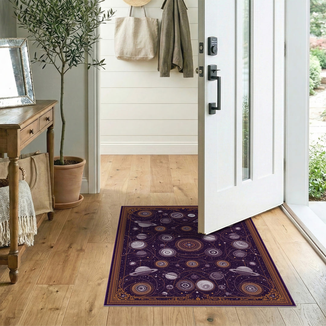 Purple Celestial Orbit Area Rug