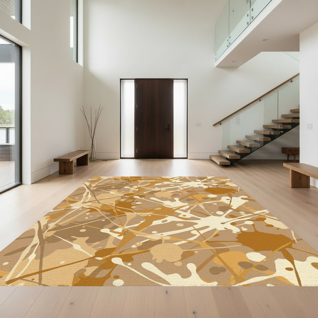 Earthy Tone Splatter Abstract Rug