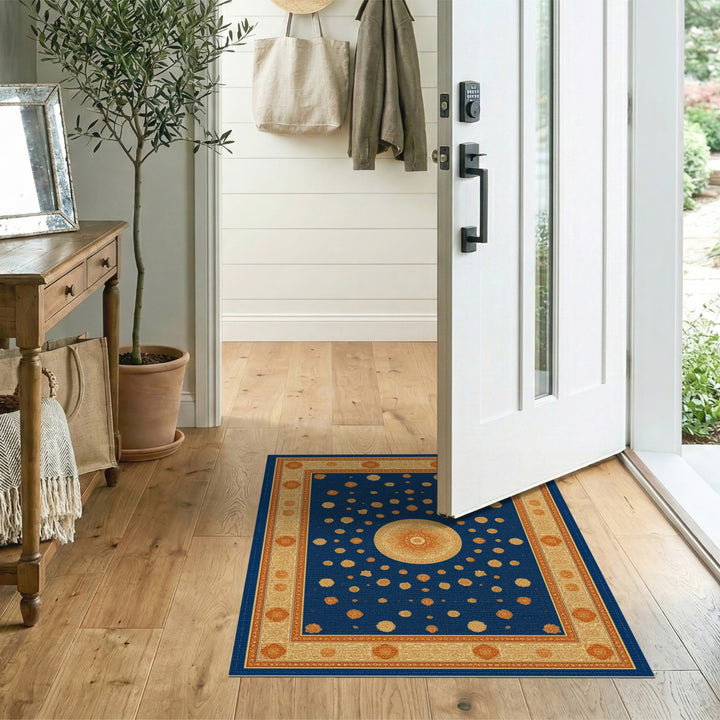 Blue Gold Mandala Area Rug