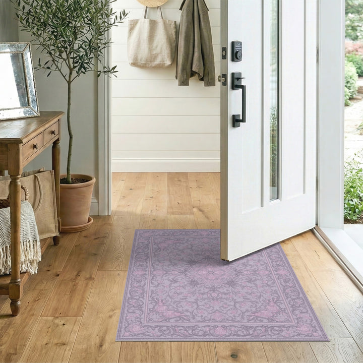 Purple Floral Vintage Area Rug