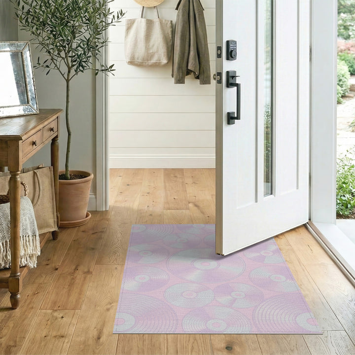 Pink Retro Record Area Rug