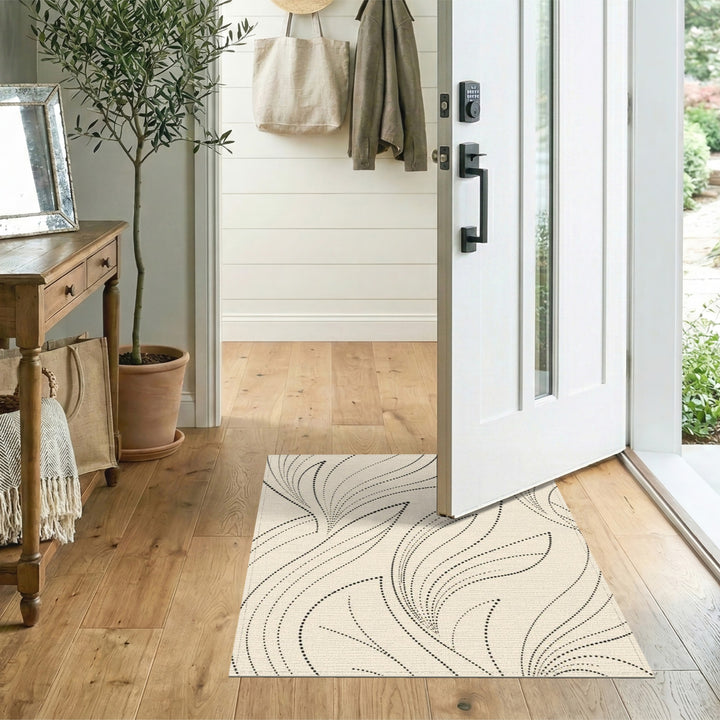 Black Dot Swirl Beige Area Rug