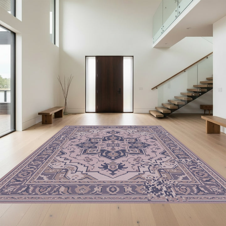 Dusty Rose Medallion Floral Intricate Rug