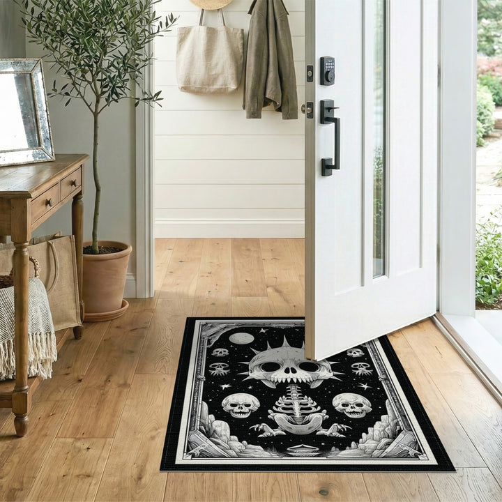 Spiked Skull Skeleton Area Rug