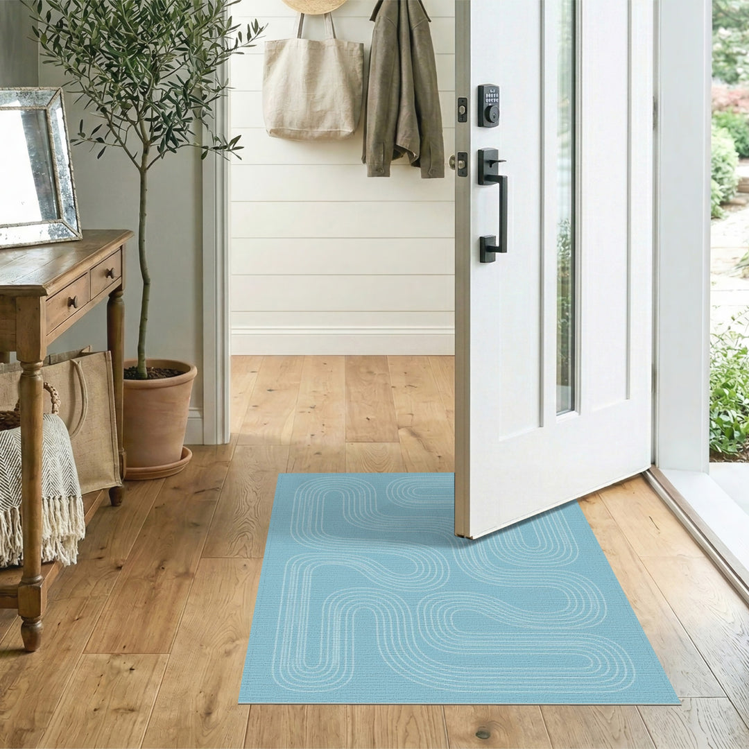 Blue Wave Abstract Area Rug