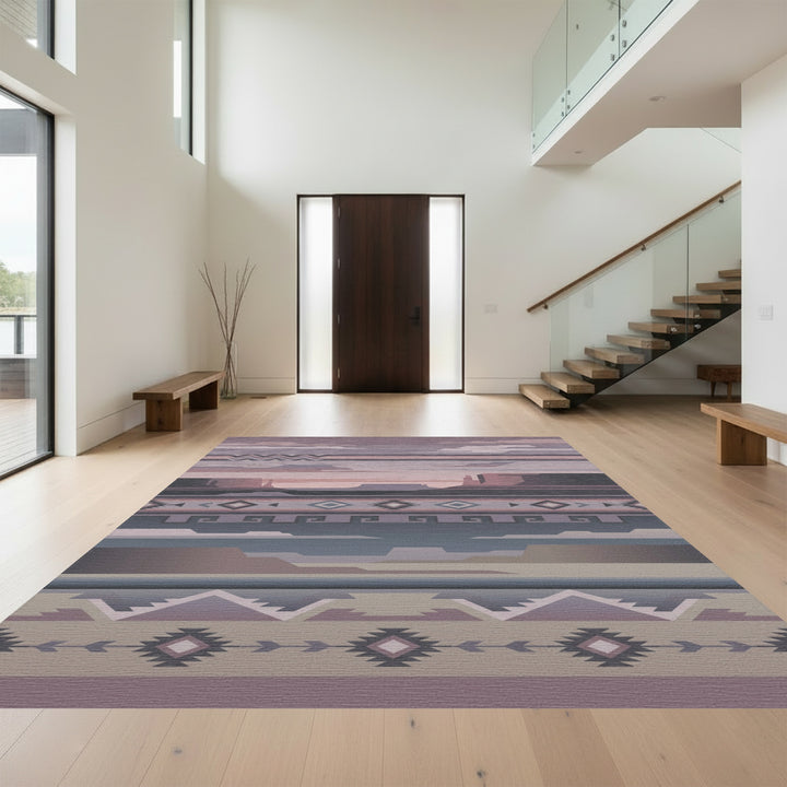 Southwestern Mesa Geometric Landscape Rug