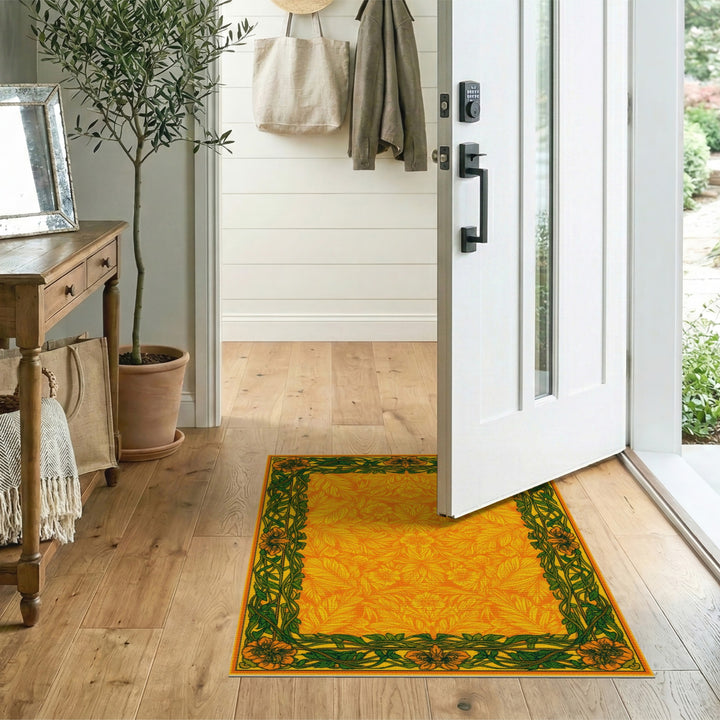 Yellow Floral Vintage Area Rug