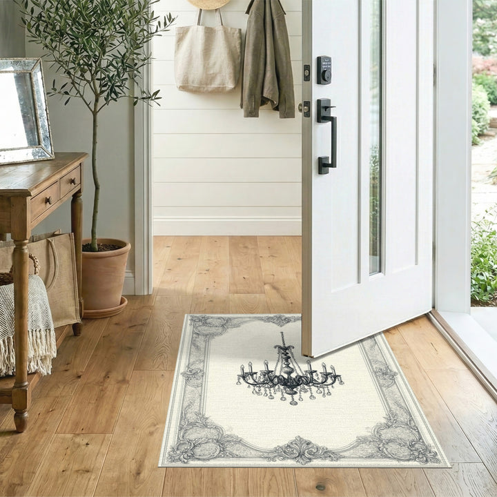 Black White Chandelier Vintage Area Rug