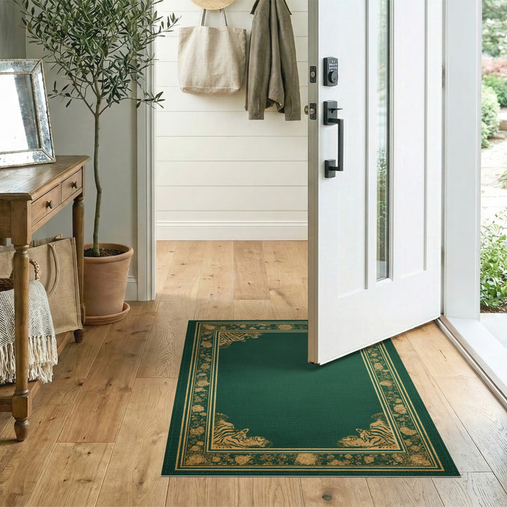 Green Tiger Floral Area Rug