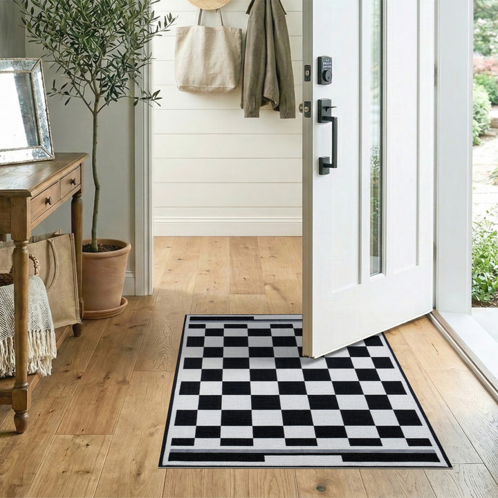 Geometric Modern Black and White Black and White Checkered Area Rug