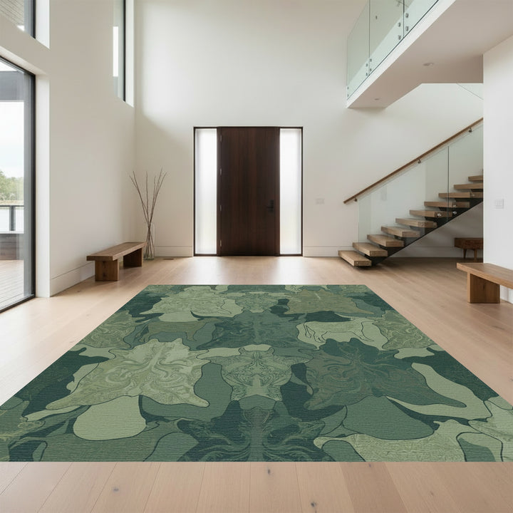 Emerald Green Woodland Hide Collage Rug