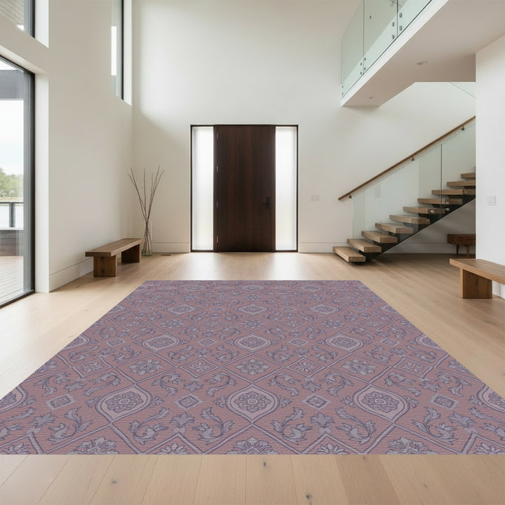 Dusty Rose Medallion Vine Repeat Rug