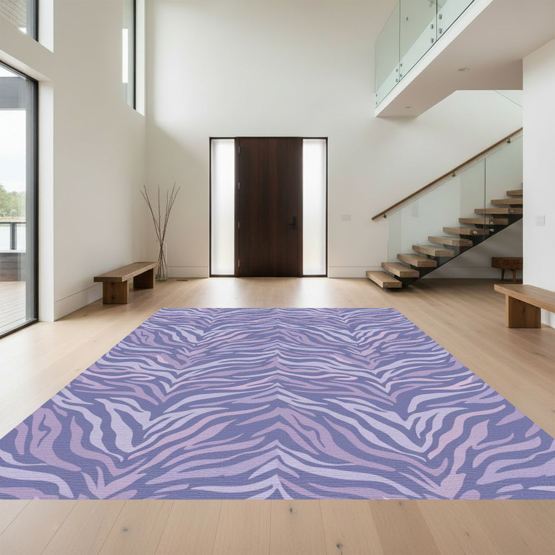 Wavy Lavender Zebra Stripes Rug