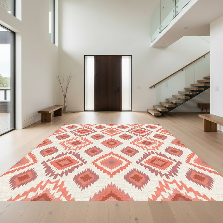 Terracotta Tribal Diamond Medallion Rug