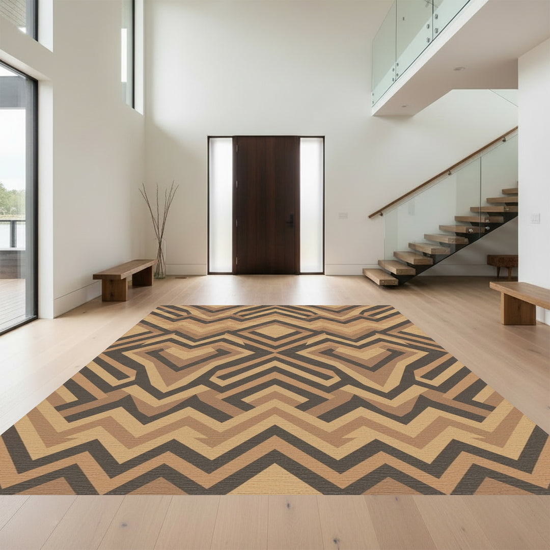 Earthy Geometric Chevron Diamond Rug