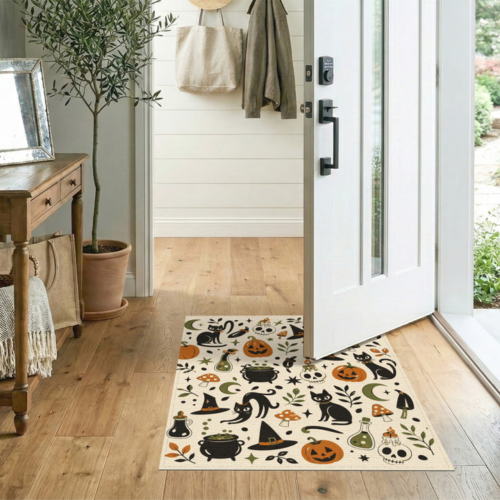 Halloween Cats Pumpkin Washable Area Rug