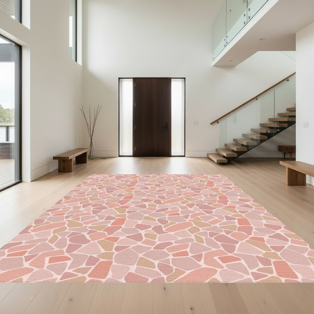 Terracotta Pink Mosaic Stone Rug
