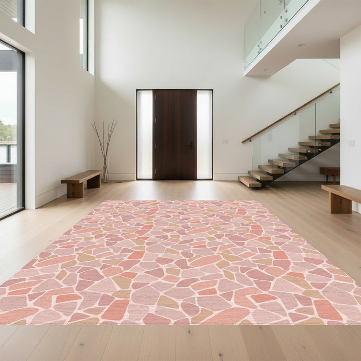Terracotta Pink Mosaic Stone Rug