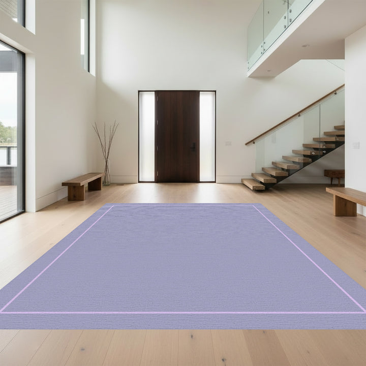 Soft Lilac Minimalist Geometric Frame Rug