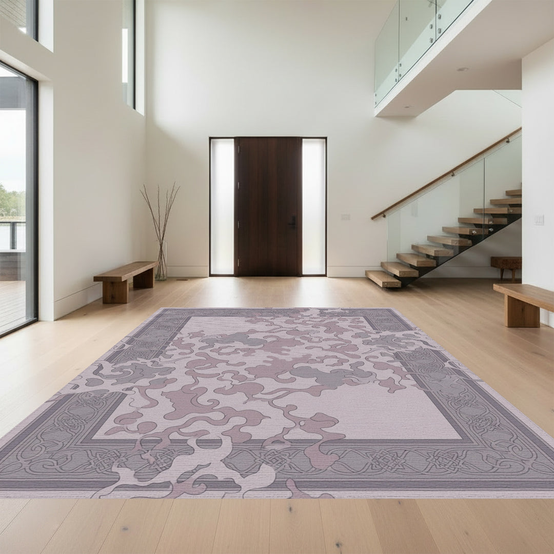 Subtle Gray Amorphous Border Rug