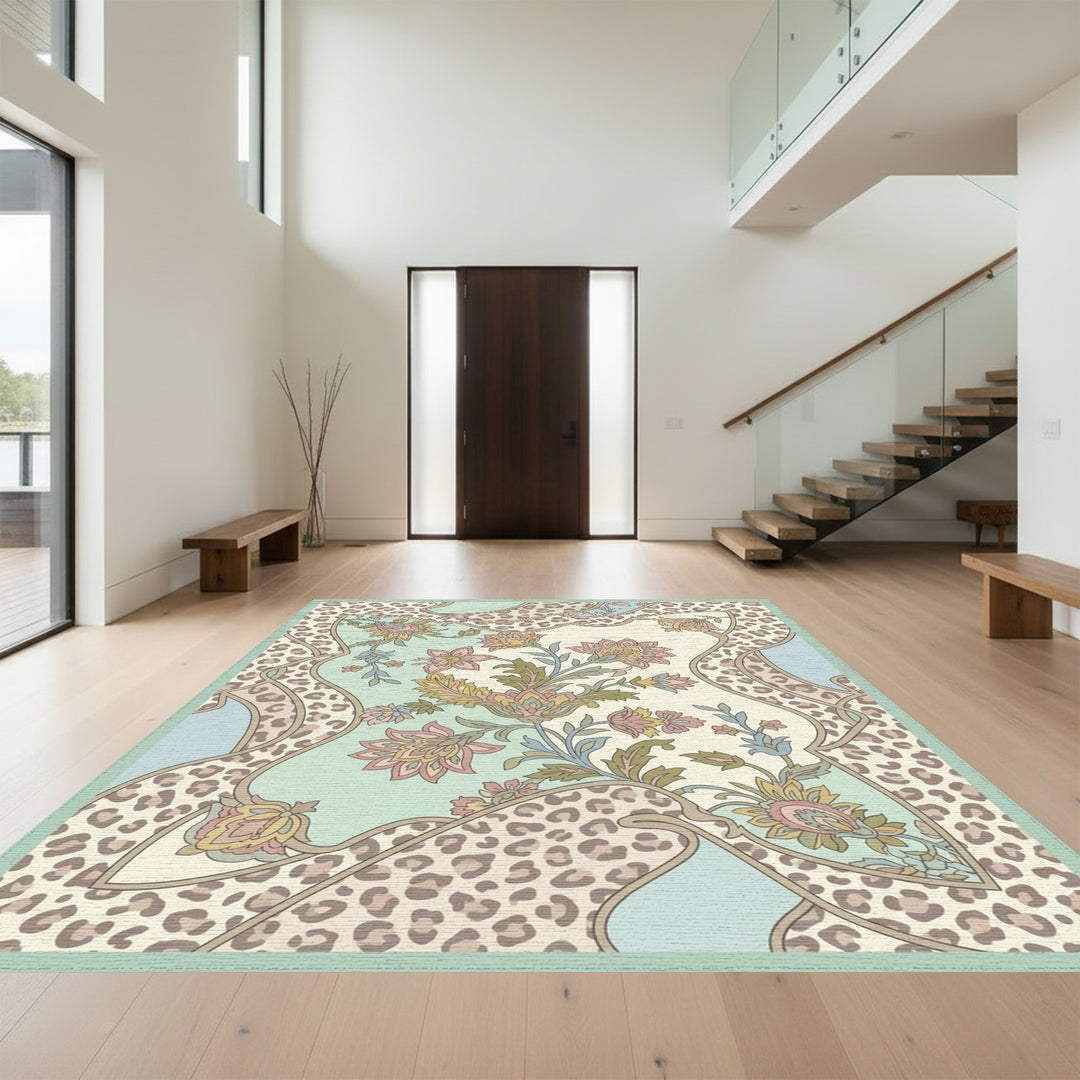 Floral Leopard Patchwork Medallion Rug