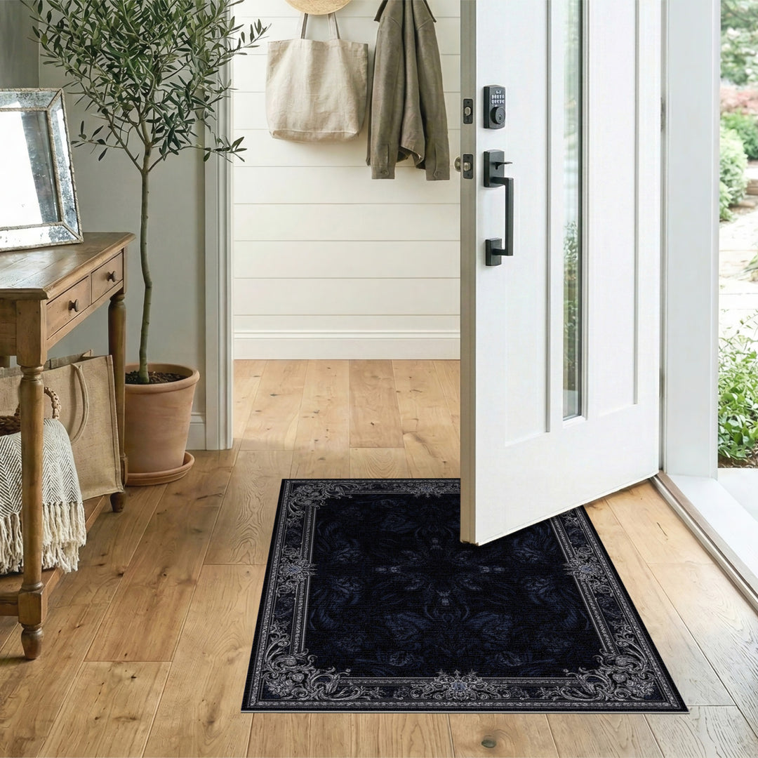 Black Wolf Ornate Medallion Area Rug