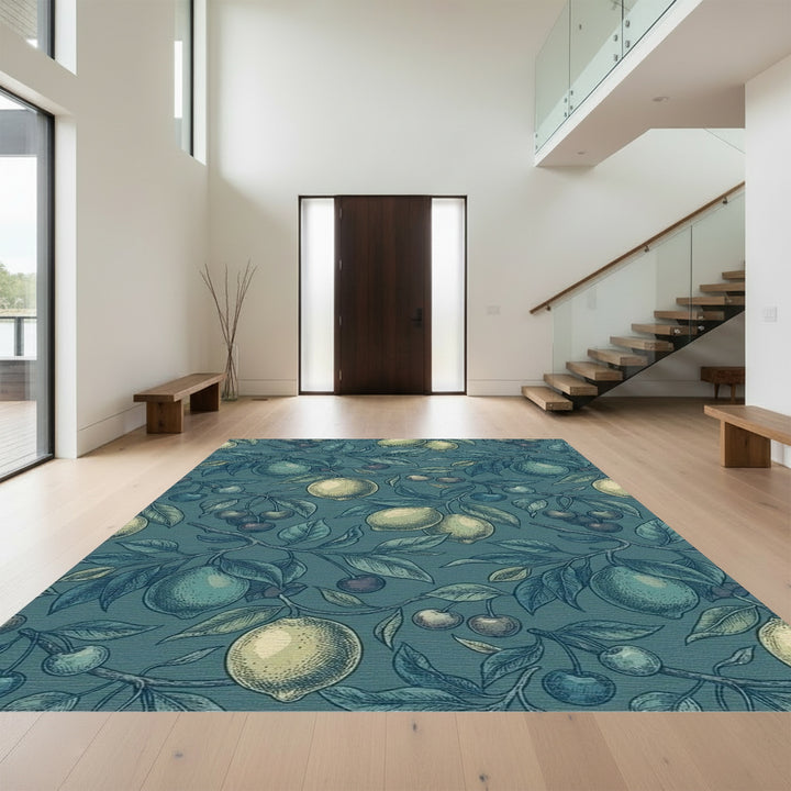 Vintage Lemon Cherry Branch Wallpaper Rug