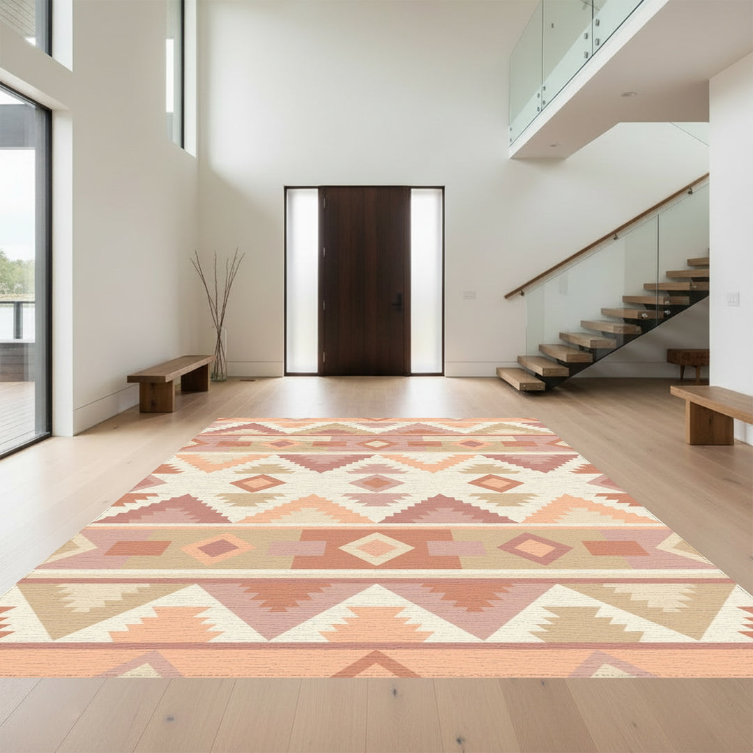 Earthy Geometric Southwestern Tribal Diamonds Rug