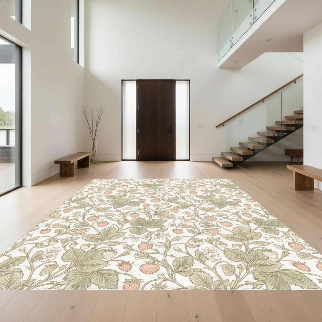 Pastel Strawberry Vine Garden Rug