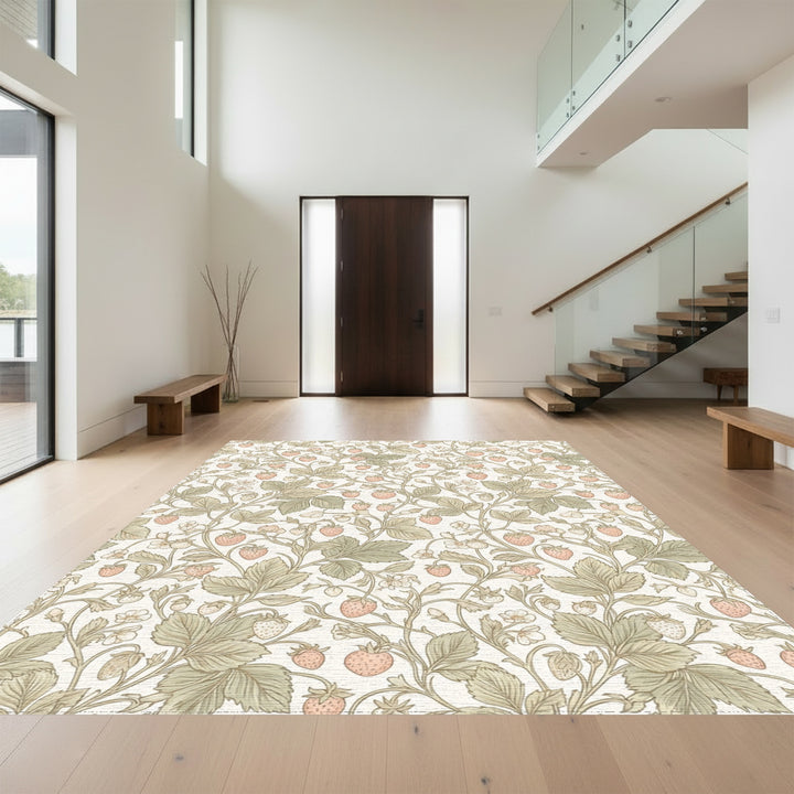 Pastel Strawberry Vine Garden Rug