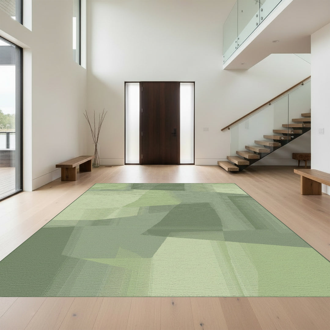 Abstract Sage Geometric Overlay Rug