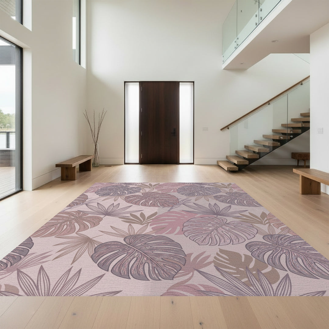 Pastel Tropical Leaf Cluster Rug