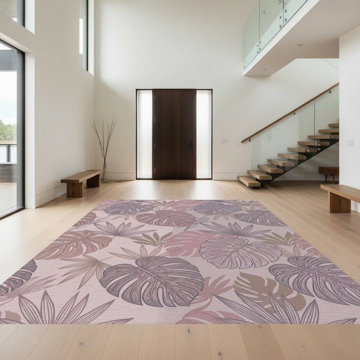 Pastel Tropical Leaf Cluster Rug