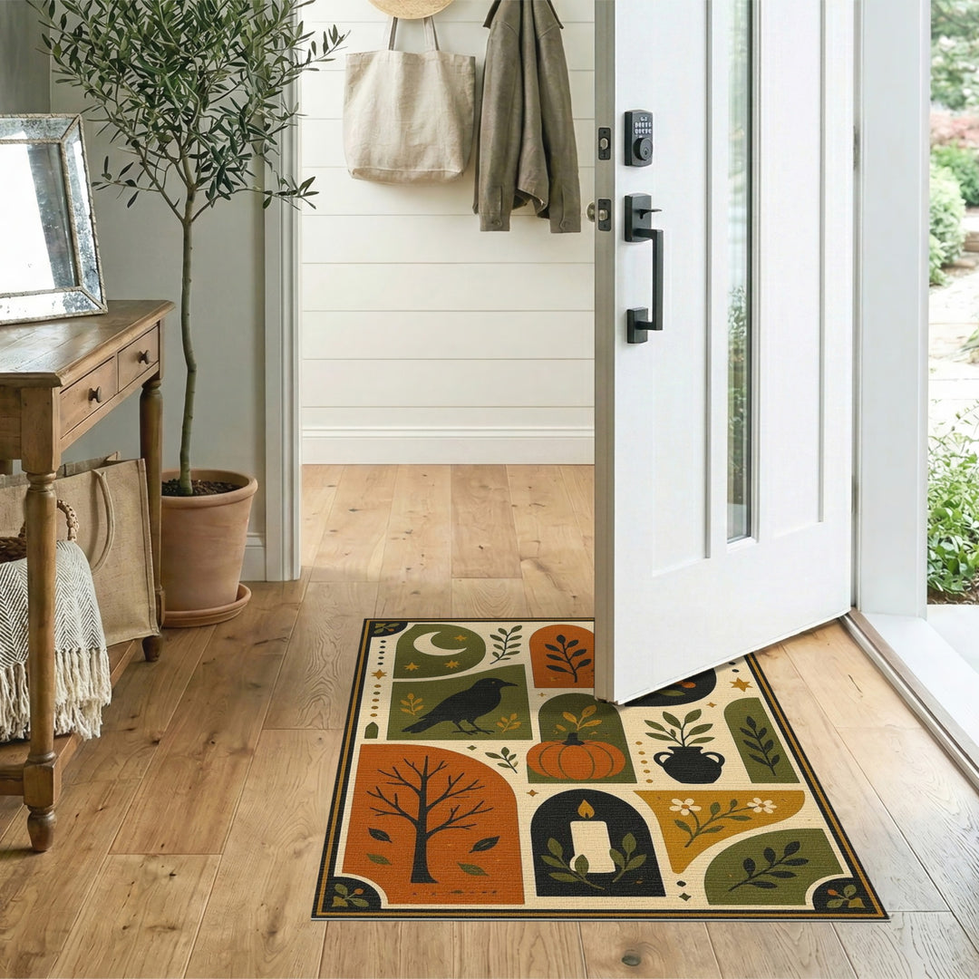 Harvest Moon Bird Pumpkin Area Rug