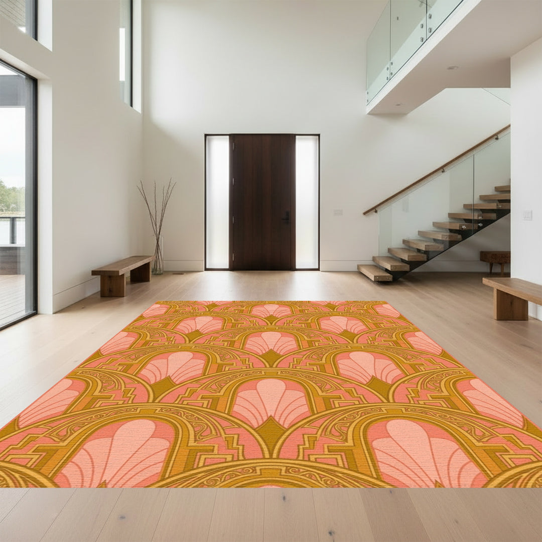 Art Deco Geometric Fan Shell Rug