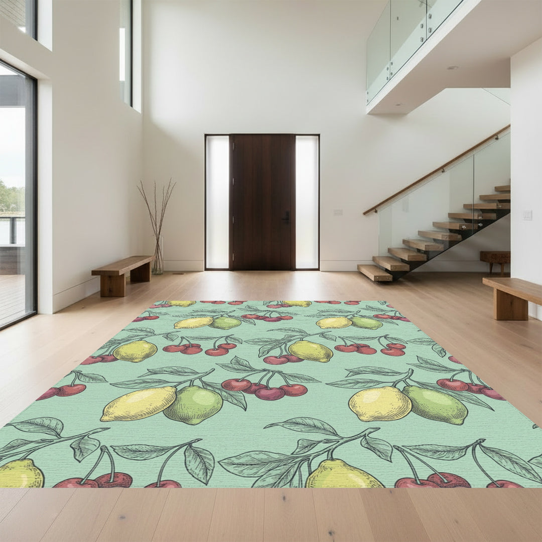 Vintage Lemon Cherry Branch Rug