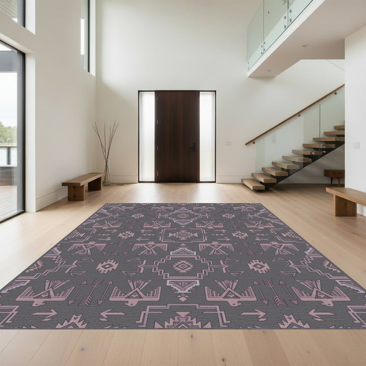 Ornate Native American Eagle Motif Rug