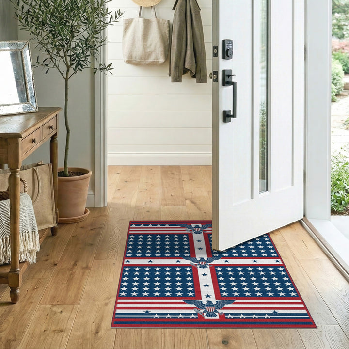 Patriotic Eagle American Flag Washable Area Rug