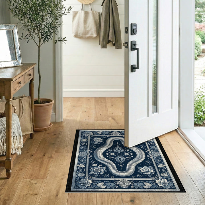 Blue Serpent Floral Area Rug