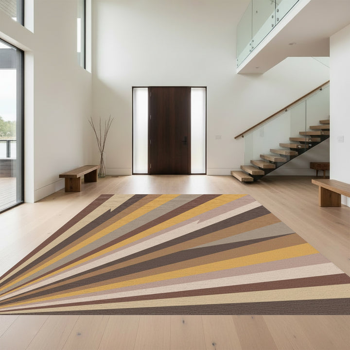 Earthy Burst Abstract Sunbeam Rug