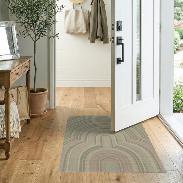 Green Geometric Arch Area Rug