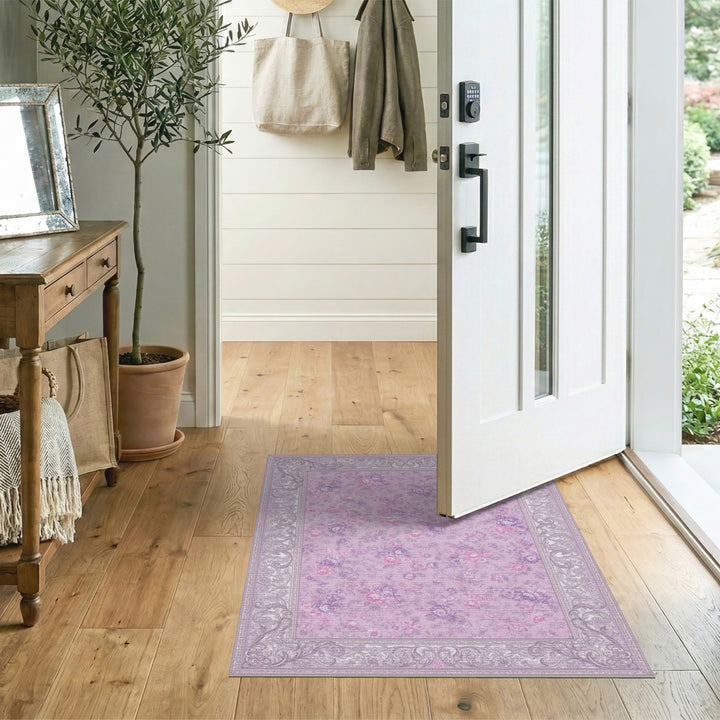 Purple Floral Vintage Area Rug