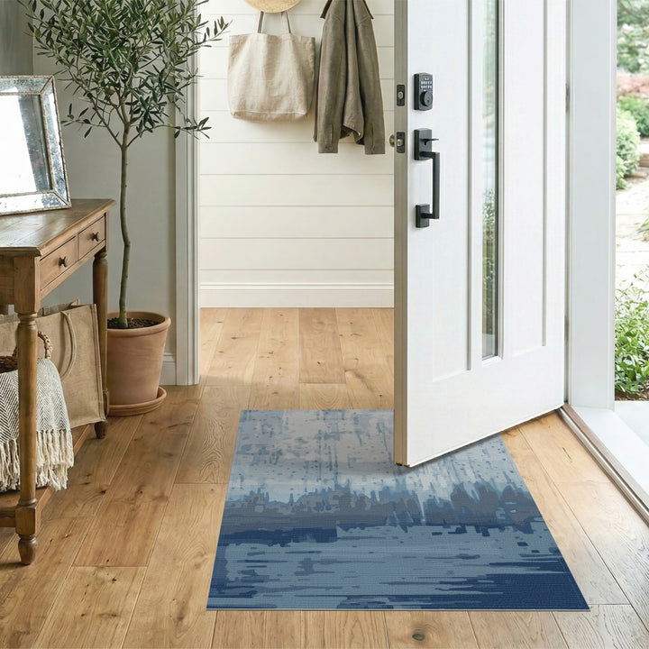 Blue Abstract Skyline Area Rug