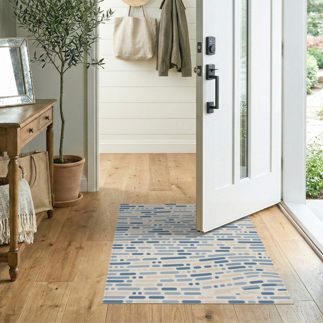 Blue Geometric Bar Area Rug